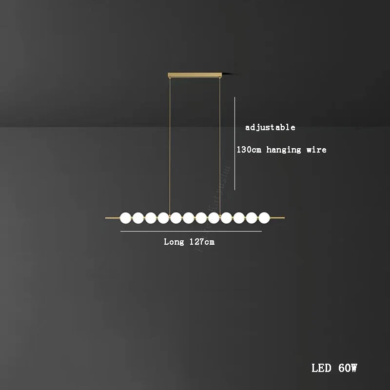 Afralia™ Magic Bean LED Copper Chandelier: Modern White Ball Lustre Hanging Light