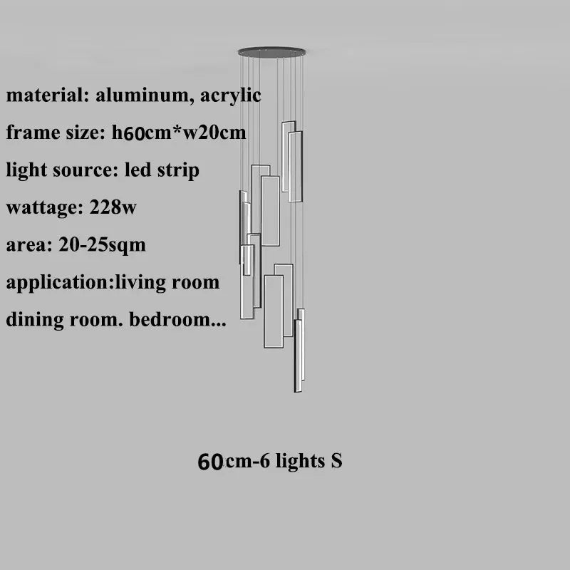 Afralia™ Geometric Luxury Stair Chandelier for Duplex Villa Loft Living Room