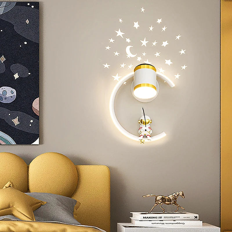 Afralia™ Astronaut Cartoon LED Wall Lamp for Modern Home Decor