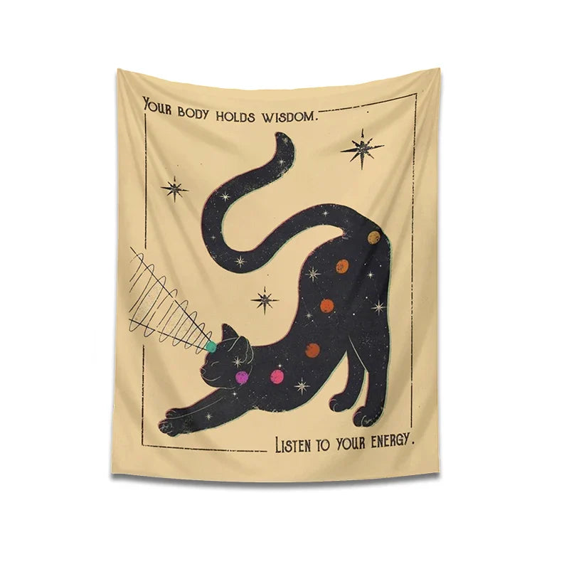 Boho Tarot Cat Tapestry for Kids Room Decor by Afralia™