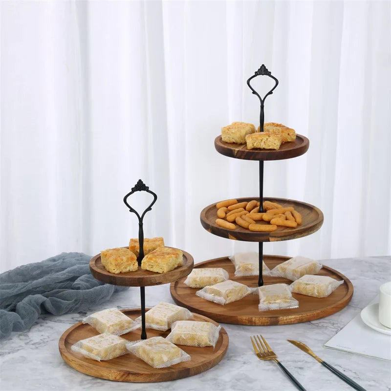 Afralia™ Wooden 2/3-Layer Cake & Fruit Stand: Elegant Dessert Display Rack & Snack Tray