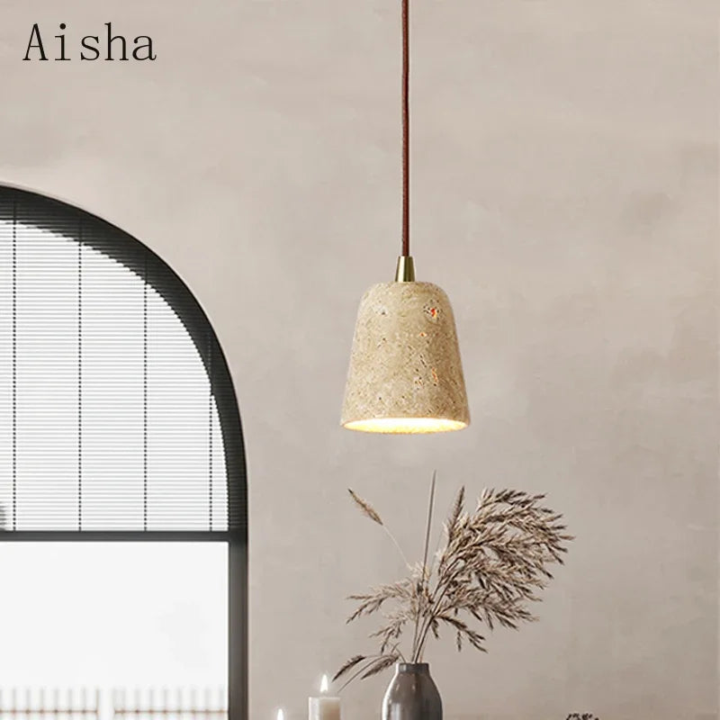 Afralia™ Nordic Yellow Stone Pendant Lamp - LED Lighting for Home, Restaurant, Bar