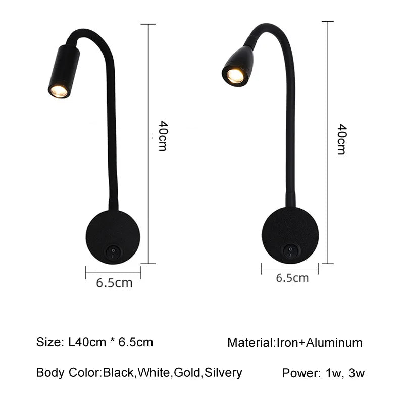 Afralia™ Flex Gooseneck LED Wall Lamp for Home Hotel Loft Bedside Reading