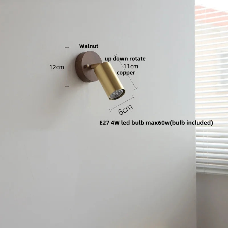 Afralia™ Walnut Wood LED Wall Light with Pull Chain Switch & Clear Glass Sconce