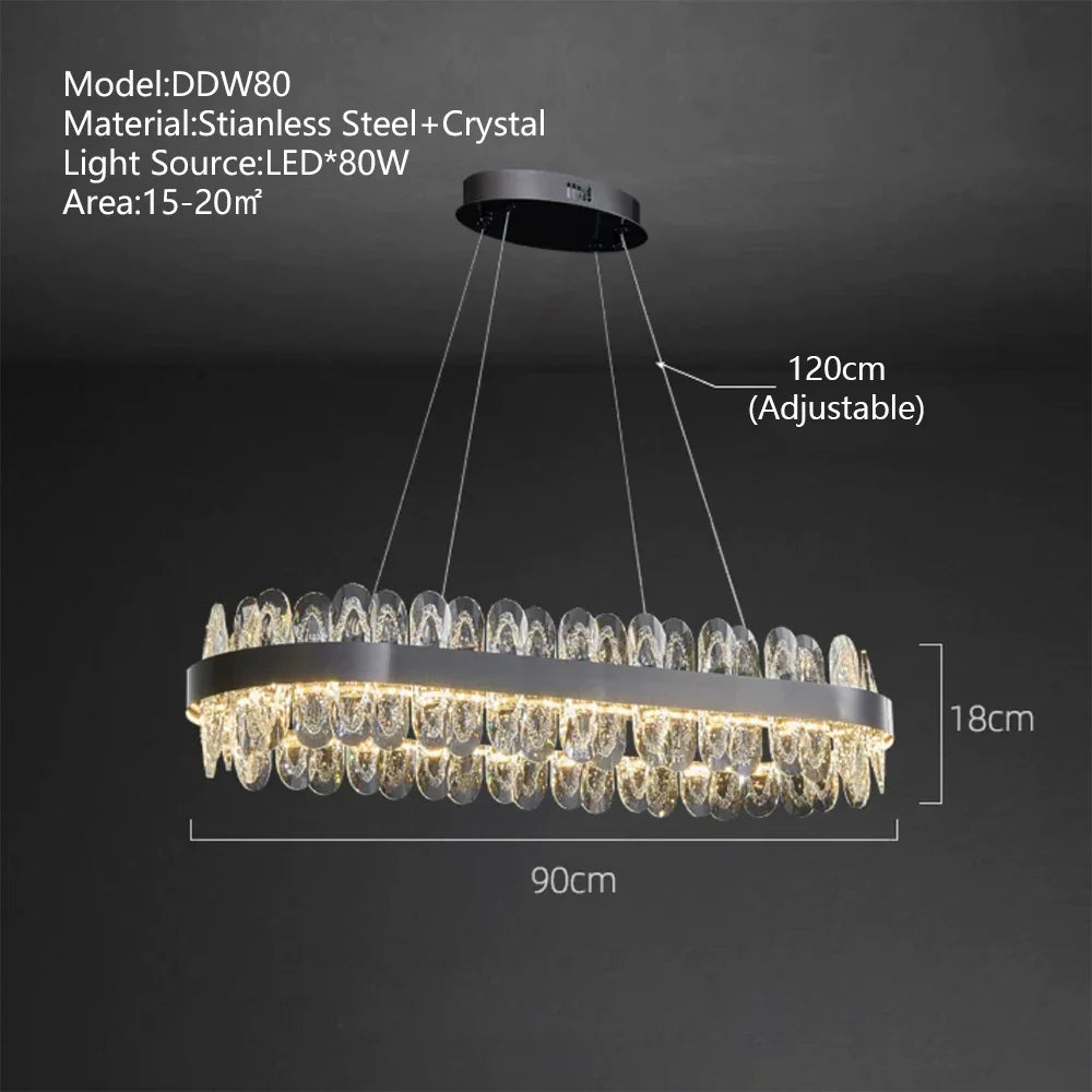 Afralia™ Modern Crystal Chandelier: Long Gold LED Luxury Suspension Lamps