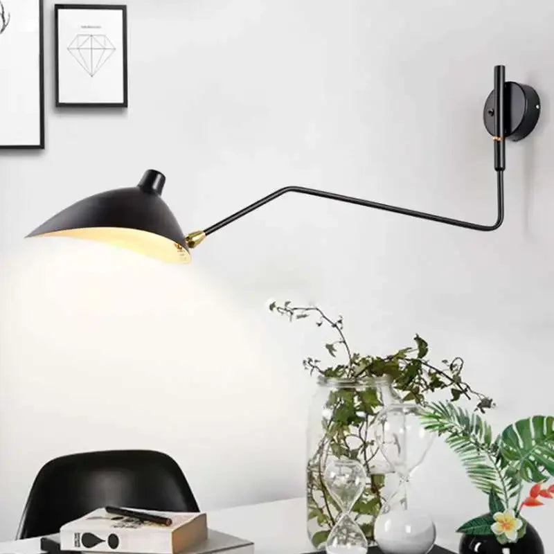 Afralia™ Nordic Rocker Wall Lamp: Retro Bedroom Study Light, Creative Living Room Sconce Lighting