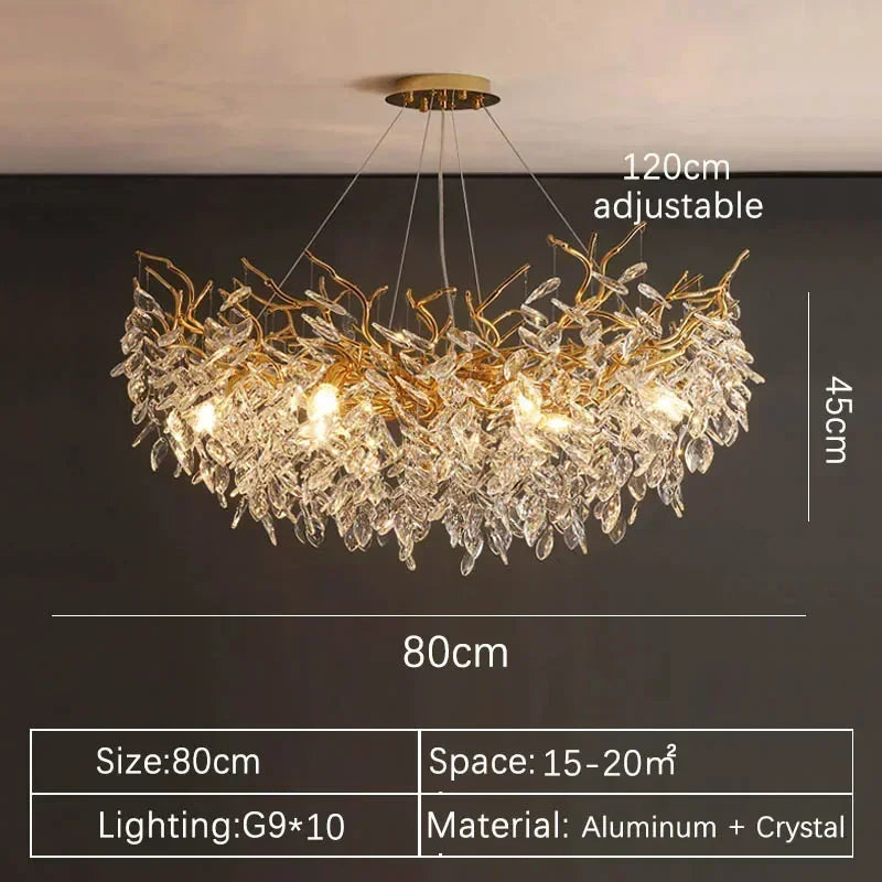 Afralia™ Crystal Pendant Chandelier for Luxury Dining Living Room LED Lighting