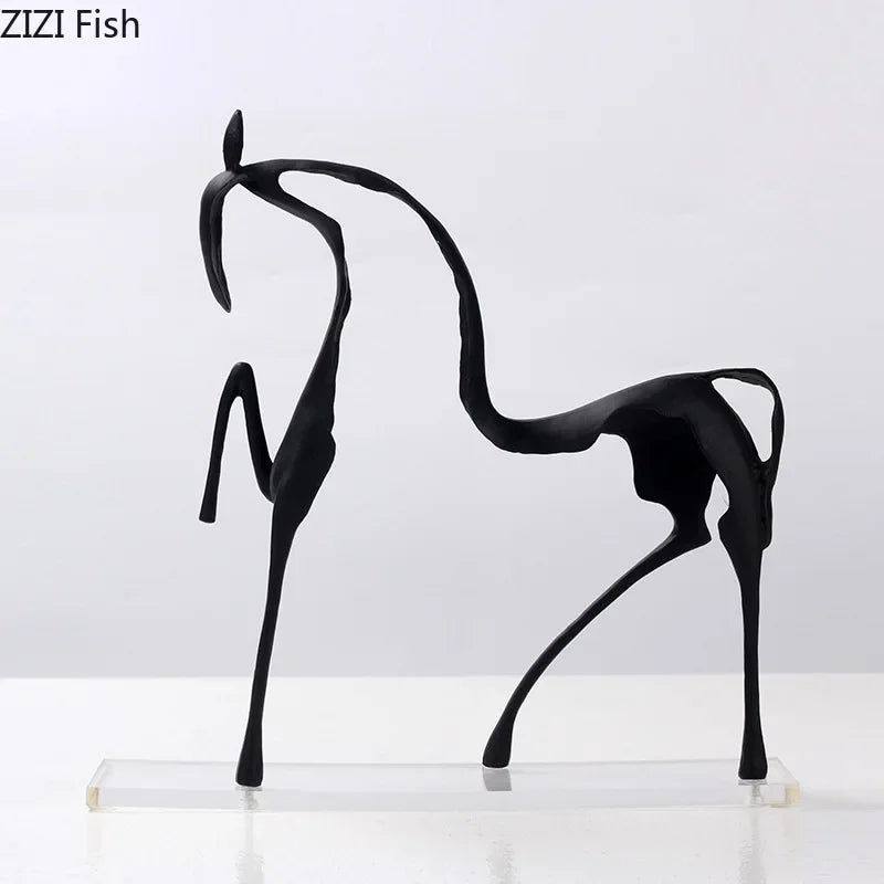 Afralia™ Hollow-out Horse Sculpture | Metal Desk Decoration for Room Aesthetics