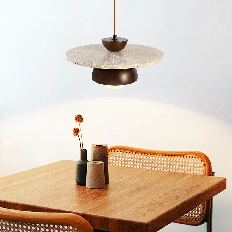 Afralia™ Yellow Travertine Pendant Light: Nordic Minimalism LED Hanging Lamps for Home Decoration