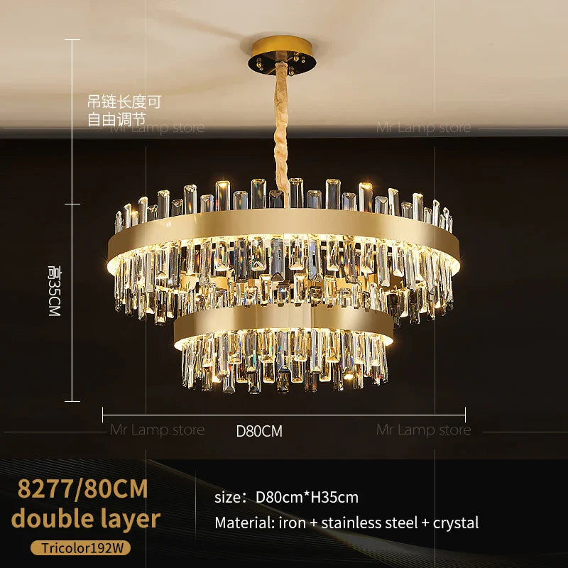 Afralia™ Crystal Chandelier for Living Room Bedroom Dining - Energy-saving Light Luxury Lamps