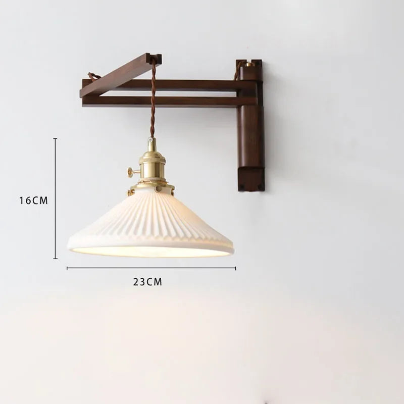 Afralia™ Retro Walnut Wall Lamp for Study, Bedroom & Living Room