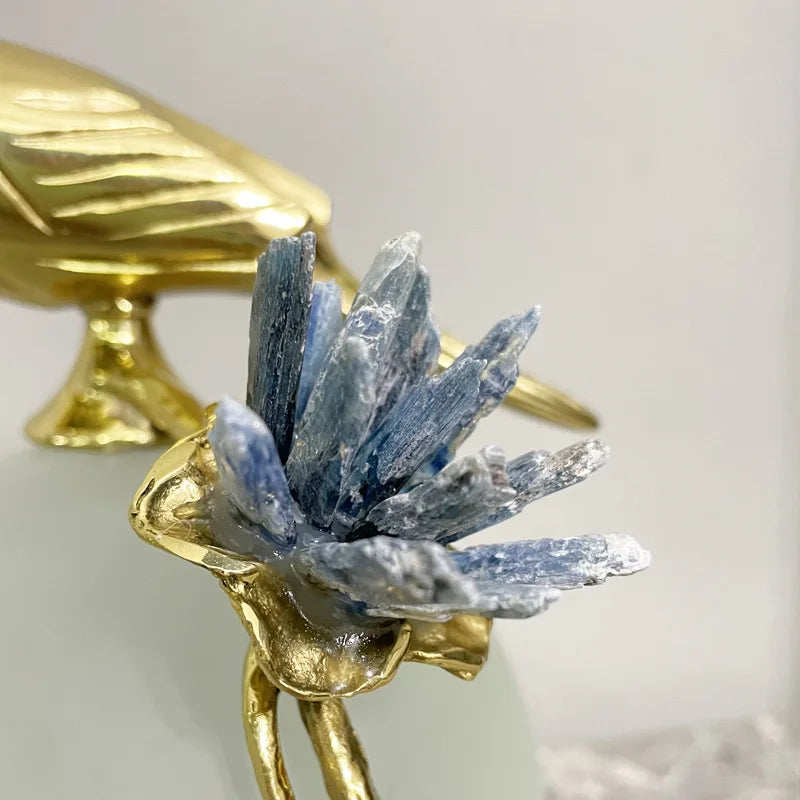 Afralia™ Golden Bird Brass Sculpture Modern Home Decor Artwork Statue