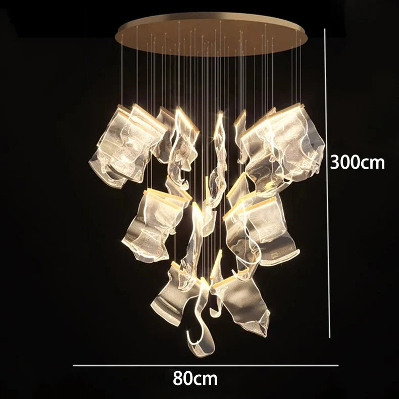 Afralia™ Crystal Chandelier Stair Pendant Living Room Lighting Modern Interior Pendant Lights
