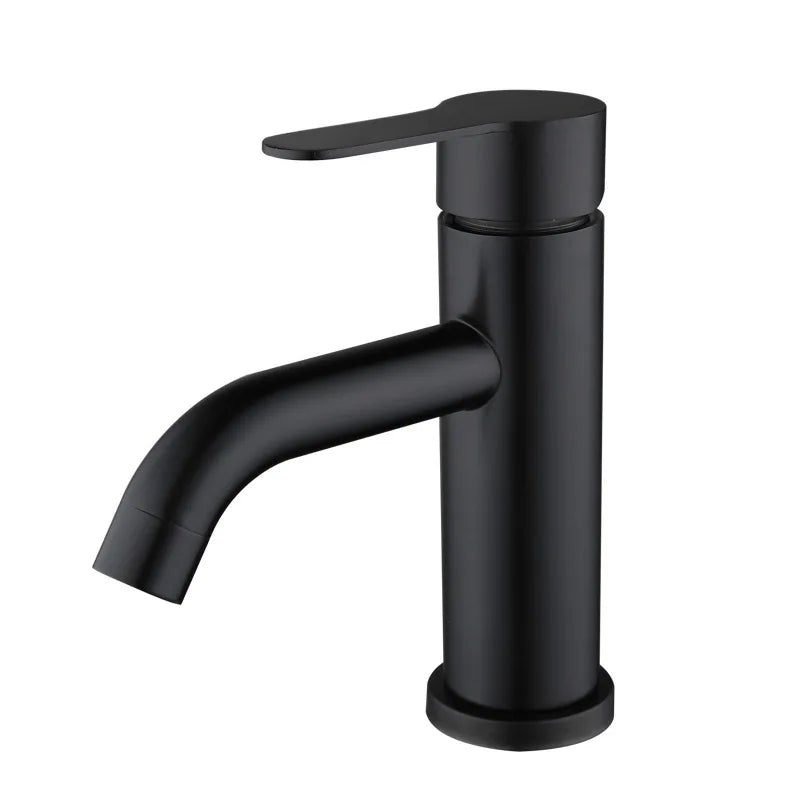 Afralia™ Black Stainless Steel Bathroom Faucet Basin Mixer for Hot and Cold Water