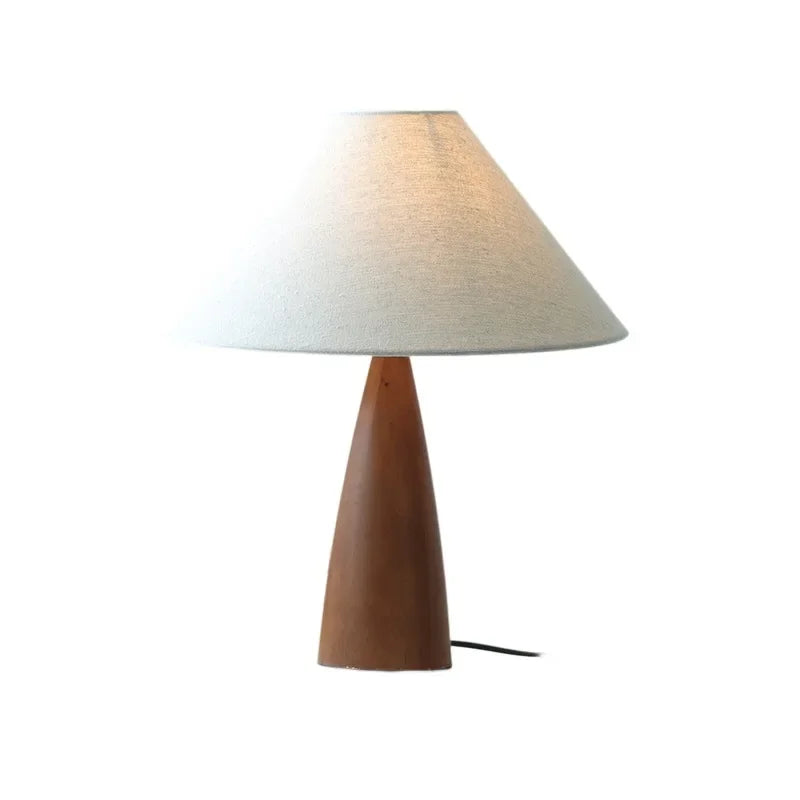 Afralia™ Retro Fabric Desk Lamp Solid Wood Indoor Decor for Bedroom Living Room Study