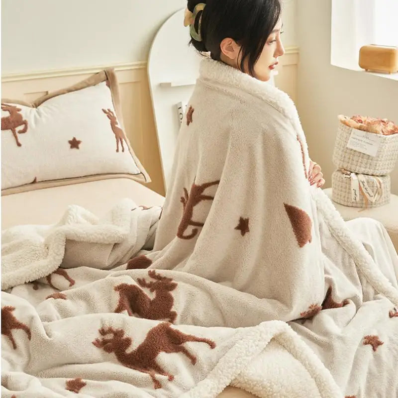 Afralia™ Winter Wool Blanket: Warm, Thick, Soft Bed Cover for Office, Sofa, or Home