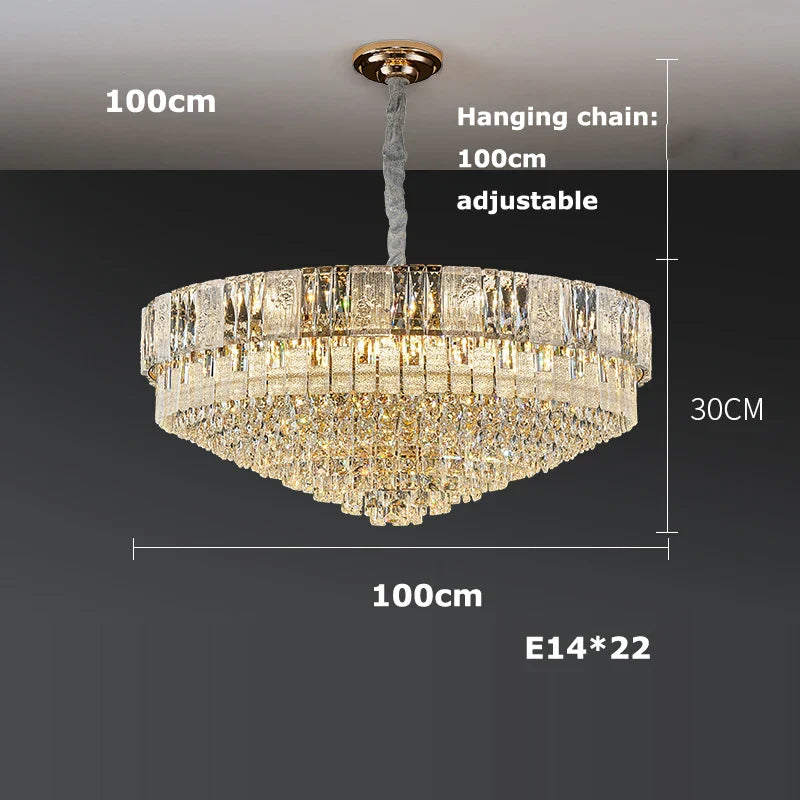 Afralia™ K9 Crystal Gold Chandelier Lighting for Living Room