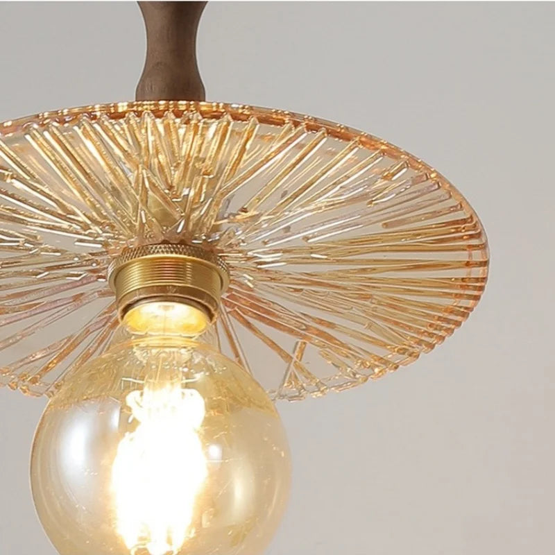 Afralia™ Copper Glass LED Pendant Lamp Modern Style for Dining Room, Bedroom, Bar.