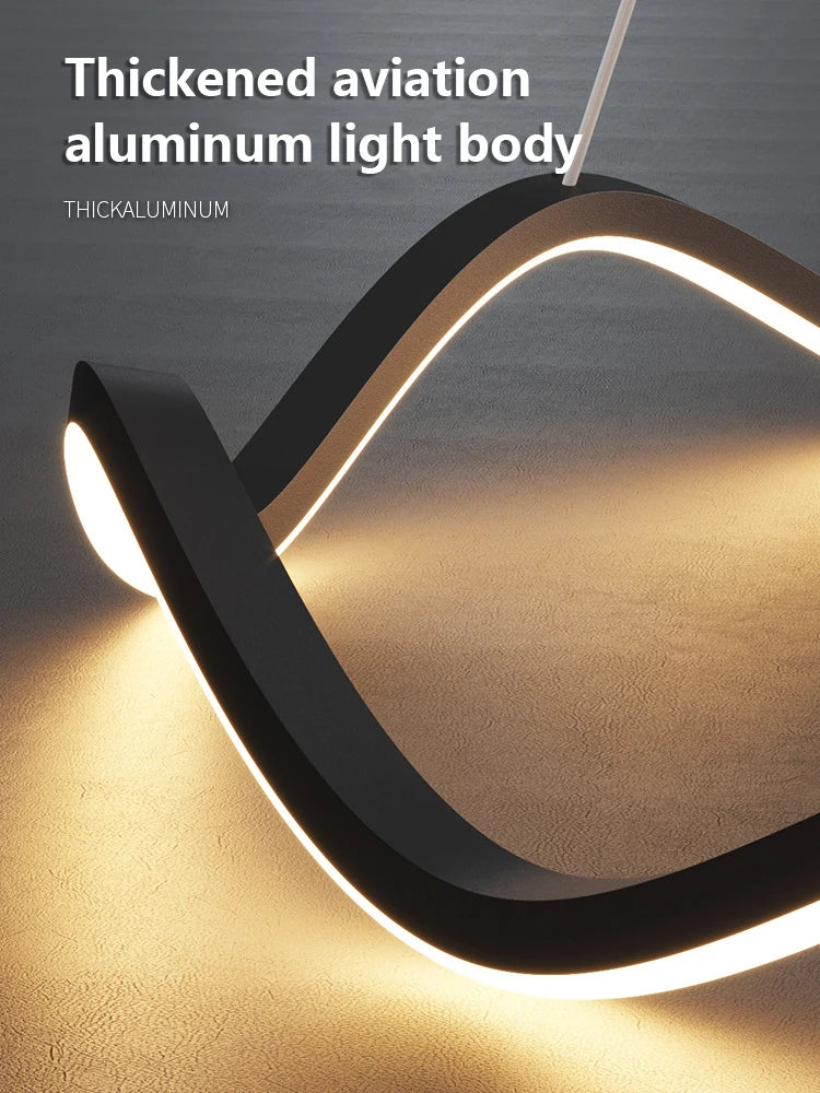 Afralia™ Circle Wave LED Pendant Chandelier for Modern Living Dining Bedroom Lighting