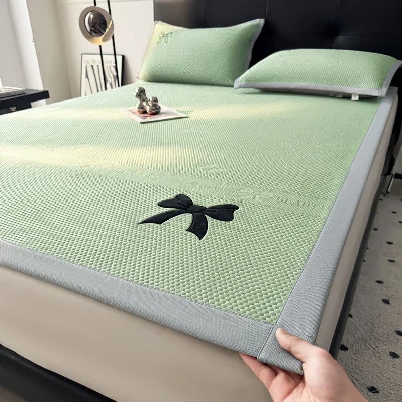 Afralia™ Butterfly Knot Jacquard Ice Bean Cool Mat 2Pcs Set - Soft, Breathable Summer Cushion