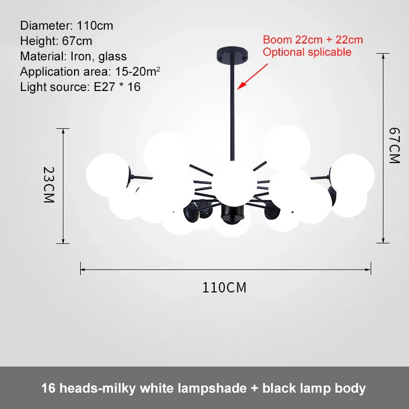 Afralia™ Glass Ball LED Chandelier for Bedroom Dining Room - Elegant Ceiling Pendant Lamp