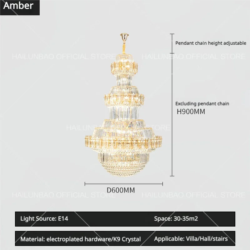 Afralia™ Crystal Chandelier: Villa High Living Room Luxury Lighting