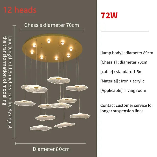 Afralia™ Nordic Lotus Leaf Chandelier for Modern Living Spaces
