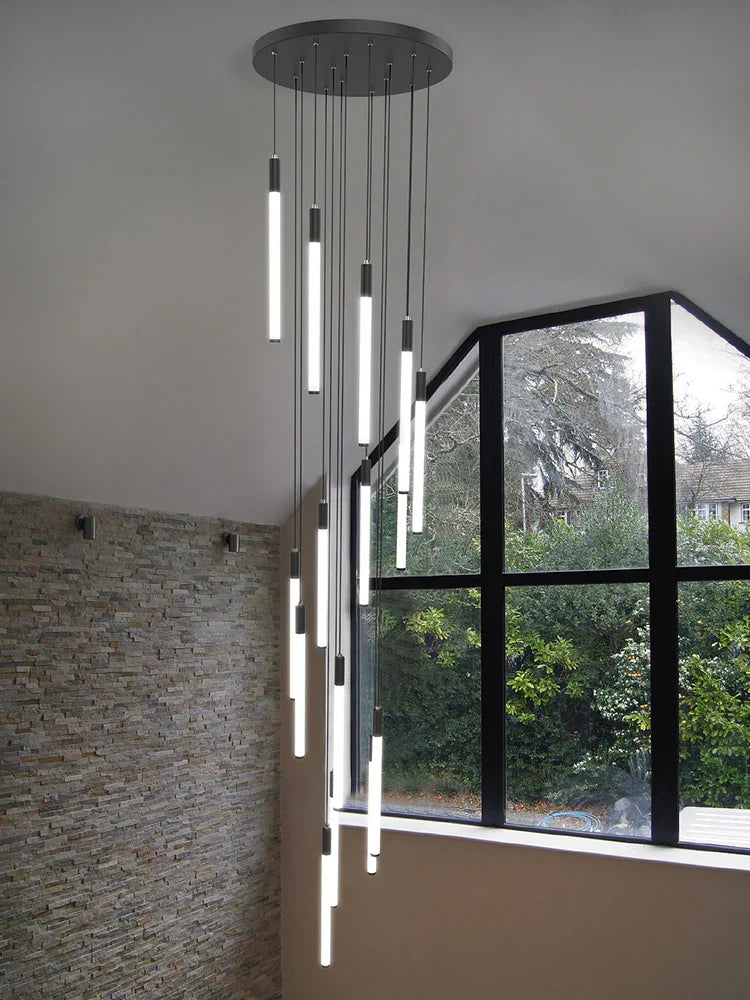 Afralia™ Modern LED Chandelier Pendant Light for Loft Staircase Lighting