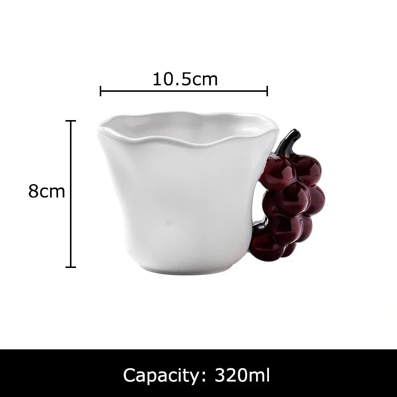 Afralia™ Fun Fruits Ceramic Mug Lemon/grape Dining Coffee Afternoon Tea Cup