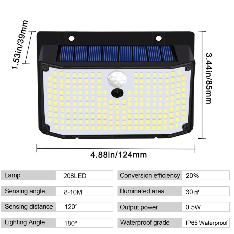 Afralia™ Solar Wall Lamp 158 LED Motion Sensor Security 3 Modes Yard Fence