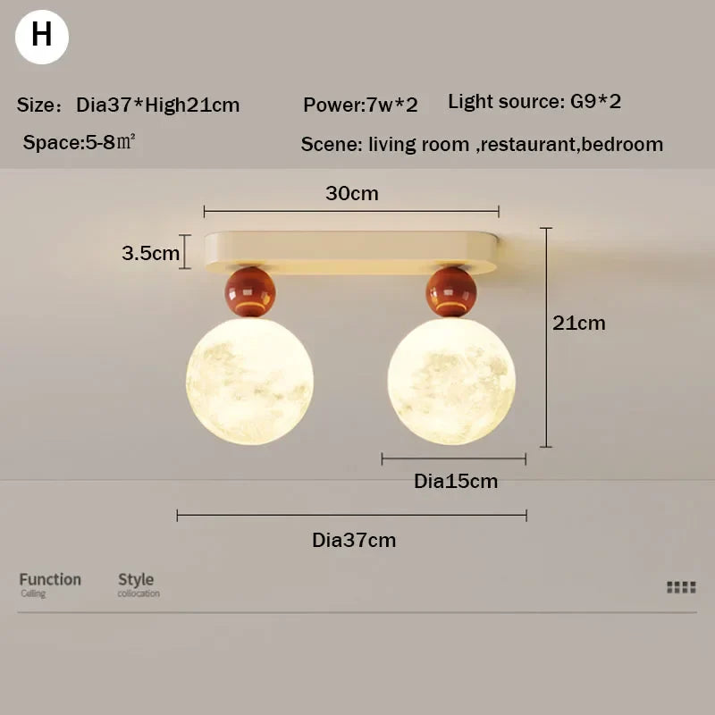Afralia™ LED Ceiling Moon Wall Lamp Minimalist Bedroom Lighting Fixture
