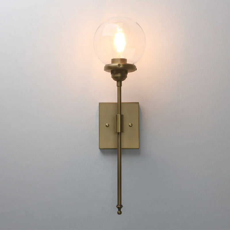 Afralia™ Mid-Century Modern Vanity Light Sconce, Antique Brass Finish Glass Globe