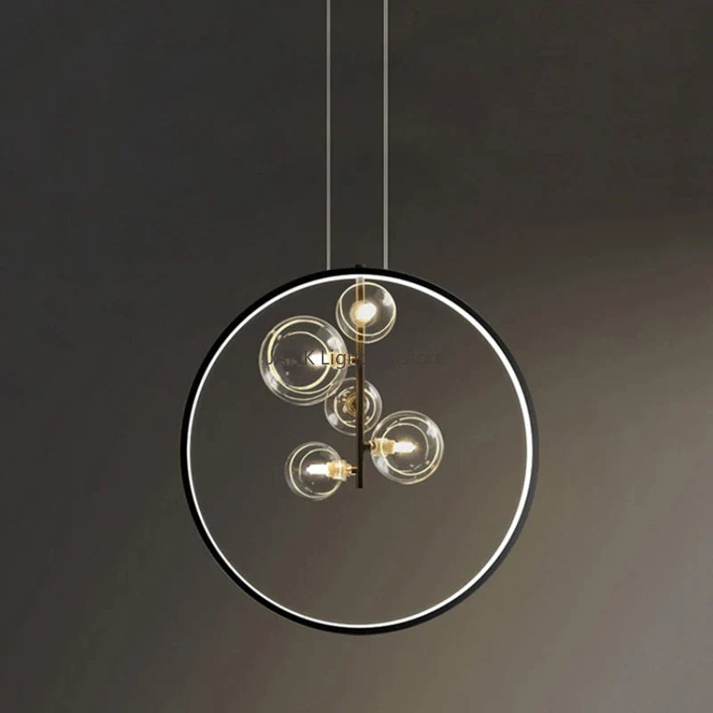 Afralia™ Glass Bubble LED Pendant Chandelier for Modern Living Room Decor