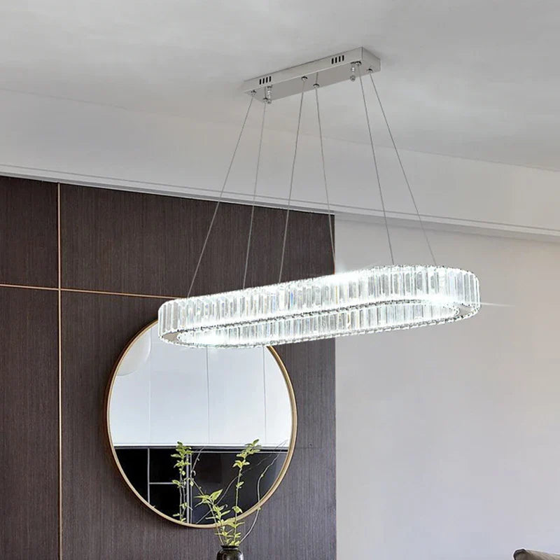 Afralia™ Crystal Oval LED Chandelier: Luxury Lighting Fixture for Living Room - Modern Design