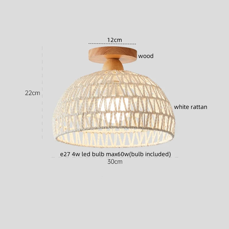 Afralia™ LED Wicker Wood Ceiling Lights Modern Style Hallway Nordic Luminaria