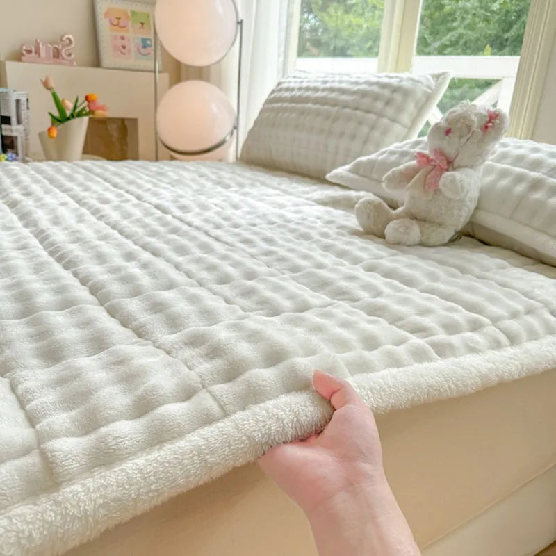 Afralia™ Cozy Faux Rabbit Fur Quilted Mattress: Super Soft Warm Tatami Mat for Home