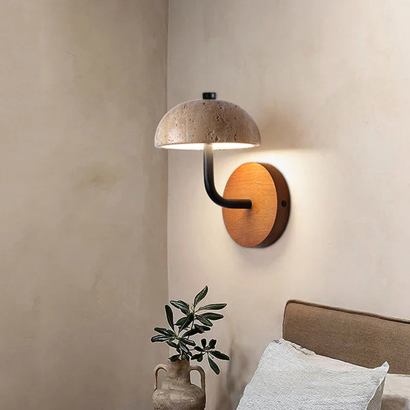 Afralia™ Yellow Marble Mushroom Wall Light Bedside Sconce for Hotel Restaurant Decor