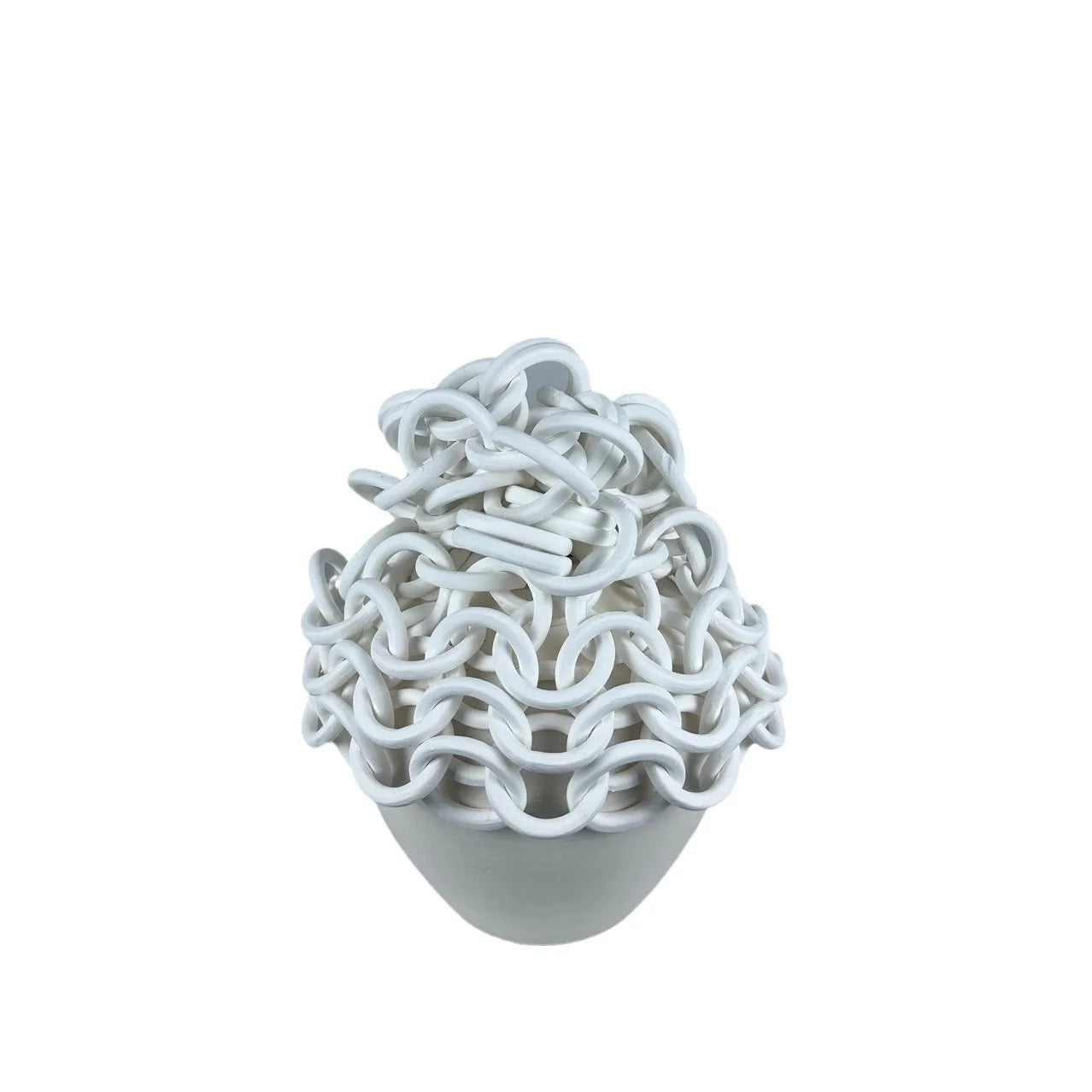Afralia™ Ceramic Vase Chain Round Ring Handicrafts Home Decoration Pot