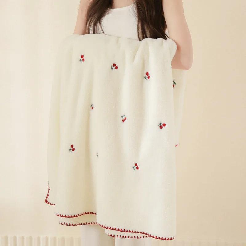 Afralia™ Baby Velvet Embroidered Blanket: Double-Sided Warm Travel Bedroom Sofa Cover