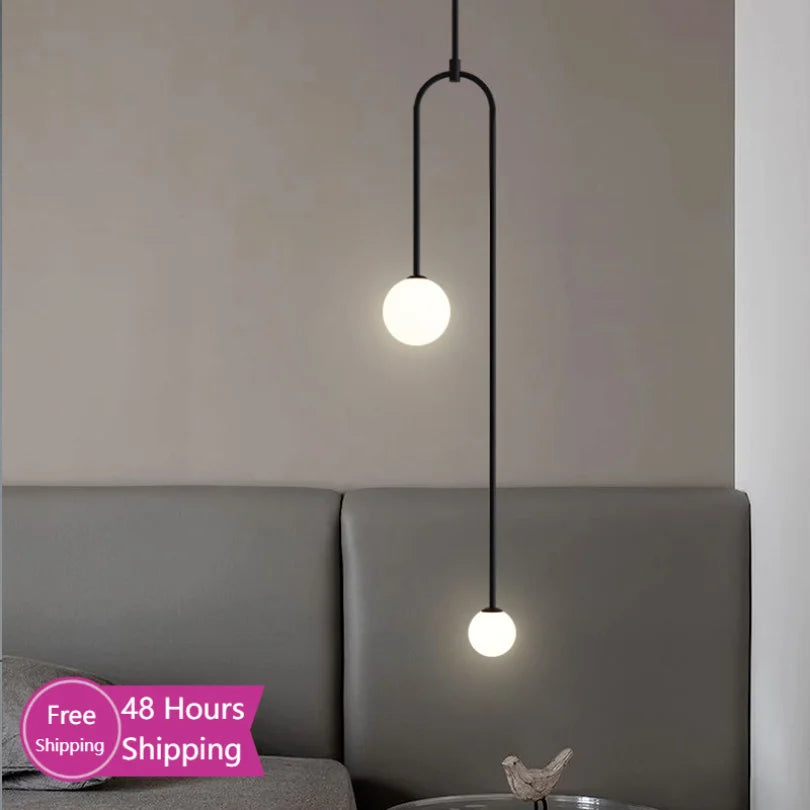 Afralia™ Modern Glass Ball Double Head Pendant Lighting