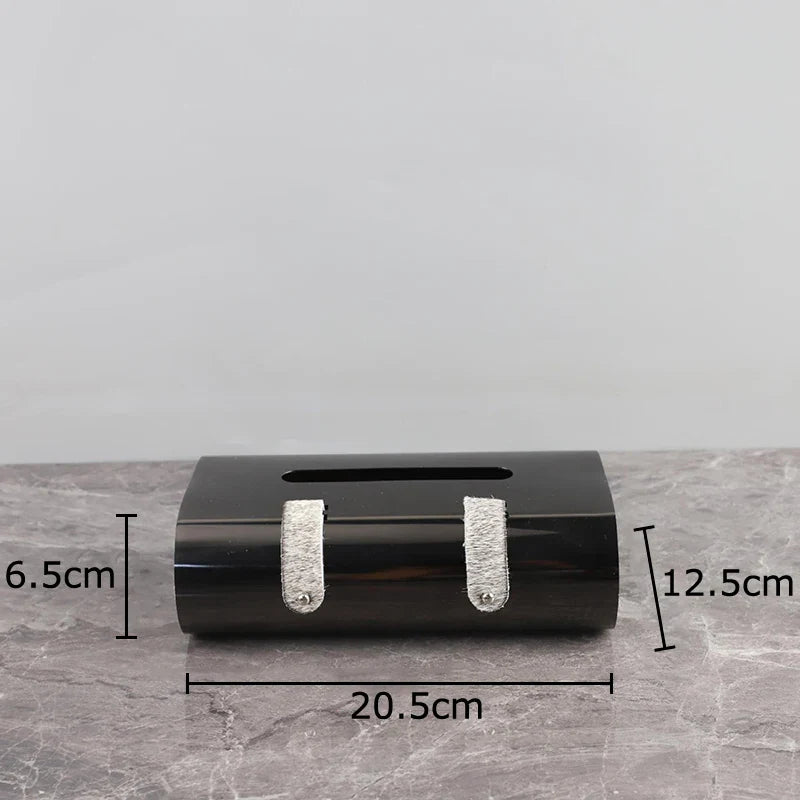 Afralia™ Stylish Dot Texture Tissue Box Holder for Coffee Table, Desk, Bedside, Metal/Leather