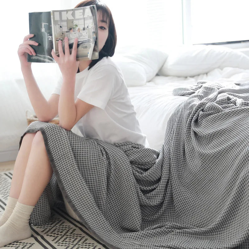 Afralia™ Summer Cool Bamboo Towel Blanket, Single Double Office Nap Blanket