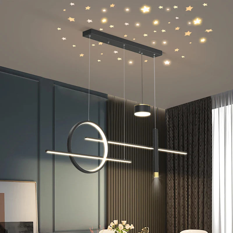 Afralia™ Black Nordic Style LED Pendant Lights for Living Room Dining Room Lighting