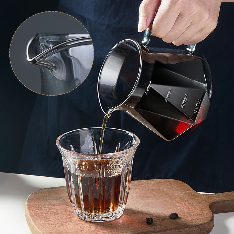 Afralia™ Diamond Glass Coffee Carafe with Reusable Filter Cup