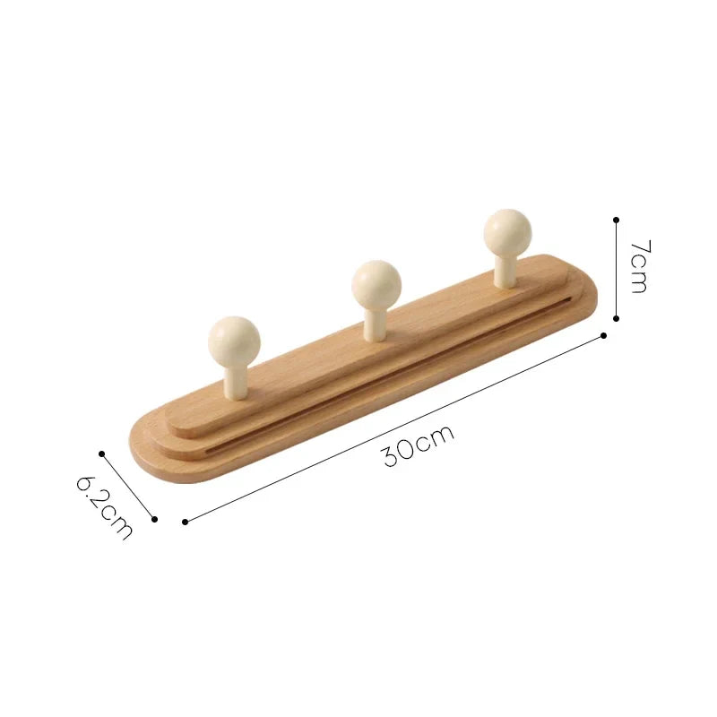 Afralia™ Solid Wood Wall-mounted Clothing Hat Hook with Multiple Hooks