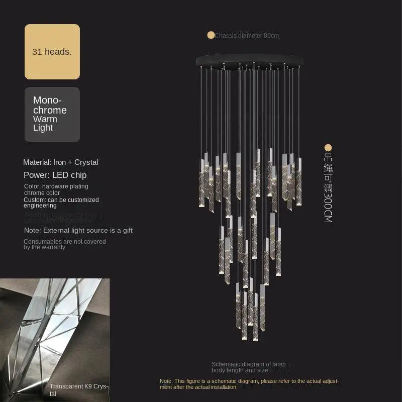 Afralia™ Luxury LED Chandelier for Staircase & Living Room - Modern Nordic Rotating Sky Lanterns