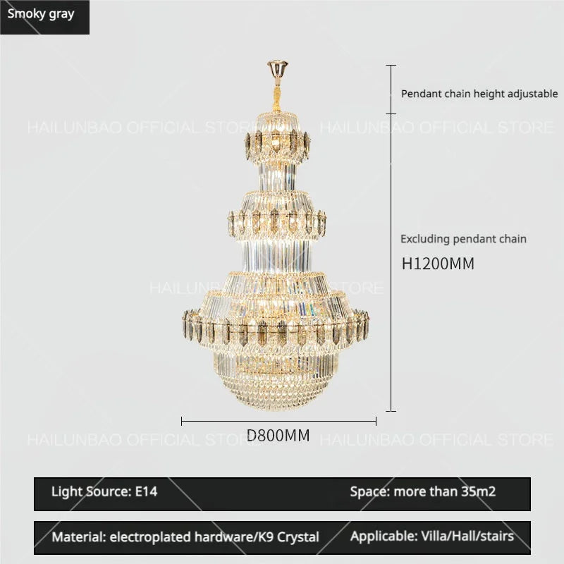 Afralia™ Crystal Chandelier: Villa High Living Room Luxury Lighting