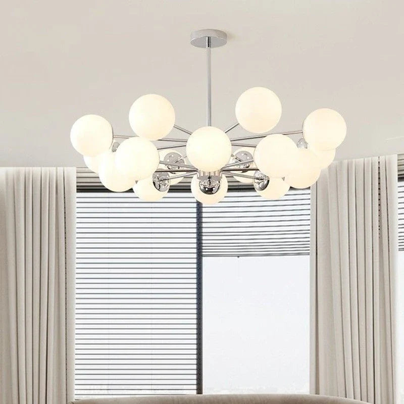 Afralia™ Silver LED Chandelier: Modern Nordic Glass Pendant Light for Home Décor