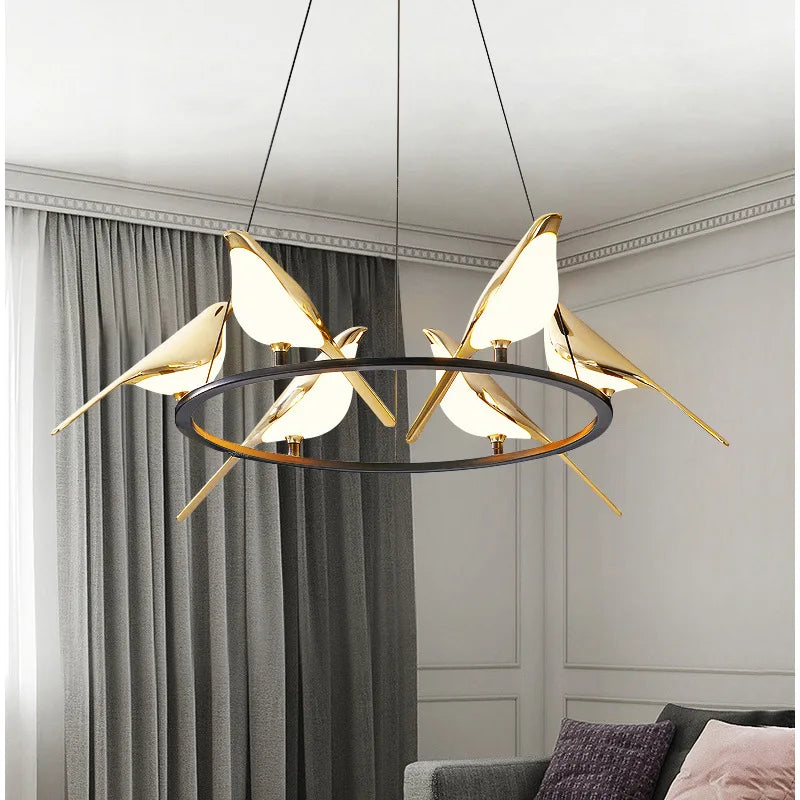 Afralia™ LED Magpie Bird Pendant Light Chandelier - Modern Decor for Living & Dining Room