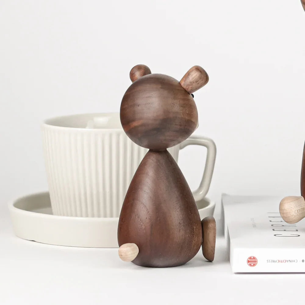 Afralia™ Wooden Bear & Squirrel Family Figurines - High Quality Nordic Design